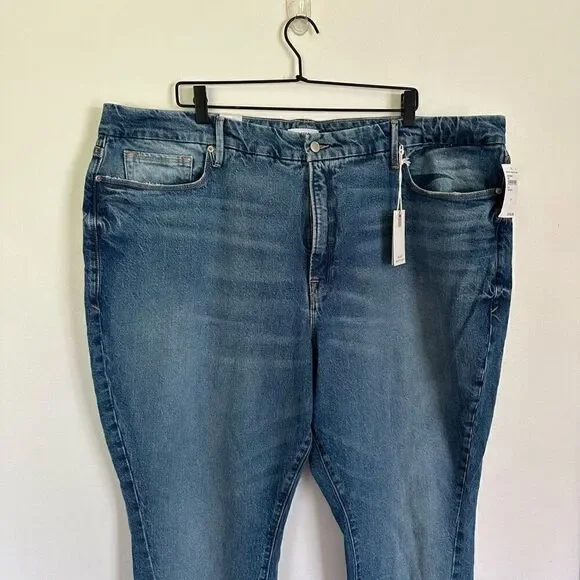 Good American Good Boy Twisted Slit Hem High Rise Indigo Jean - Picture 4 of 8